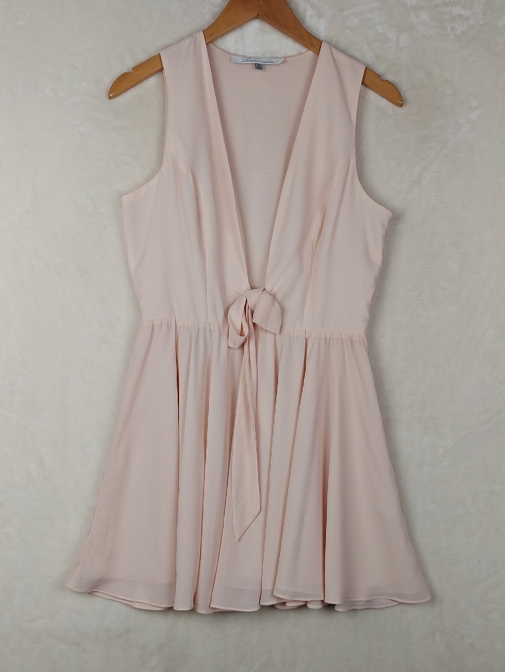Lovers + Friends x REVOLVE Andie Dress Blush Tie-Front V-Neck Mini Size Medium